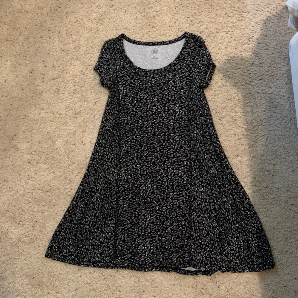 Black floral print dress